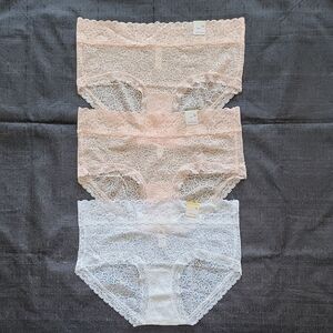 SO Ladies Lace Hipster Panties - Bundle Of 3 - Cream and Peach Color Size Small